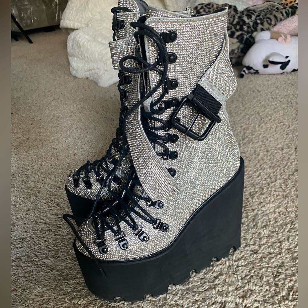 Dolls kill club exx crystal rhinestone traitor boots